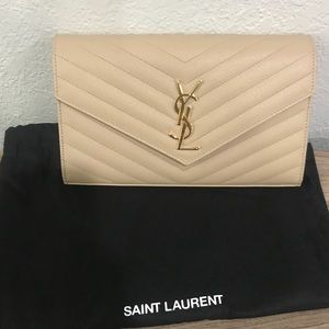 YSL Nude wallet with gold chain